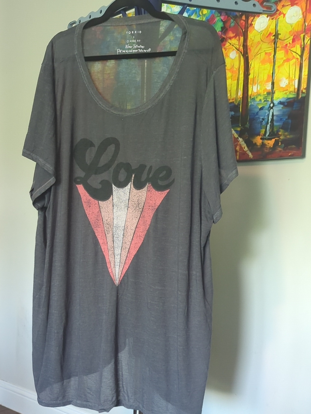 torrid Charcoal Graphic Tee with Pink "Love" Design #2
